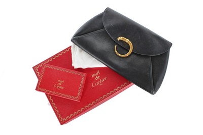 Lot 262 - A Cartier black leather Panthere clutch bag,...