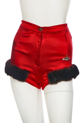 Lot 128 - A pair of Vivienne Westwood red lycra hot pants, 'Dressing Up' collection, Autumn-Winter 1991-92