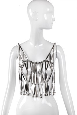 Lot 423 - A Paco Rabanne silvered metal bodice, probably 1990s