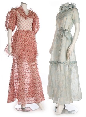 Lot 274 - Four summer garden-party gowns, 1930s,...