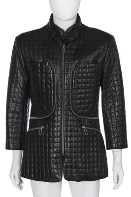 Lot 126 - An Issey Miyake quilted black leather jacket, Autumn-Winter 1991-92