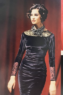 Lot 53 - A Vivienne Westwood lace-print velvet dress, 'Always on Camera' Autumn-Winter, 1992-93