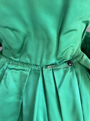 Lot 255 - A Christian Dior couture emerald-green satin ballgown, 'Soirée à Londres' model, 'Y' line, Autumn-Winter 1955-56