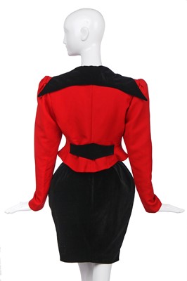 Lot 66 - A Vivienne Westwood scarlet serge suit, 'On Liberty' collection, Autumn-Winter, 1994-95