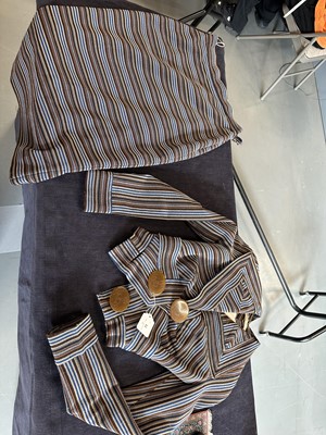 Lot 71 - A Vivienne Westwood striped and ribbed wool suit, 'Dressed to Scale' collection, Autumn-Winter 1998-99