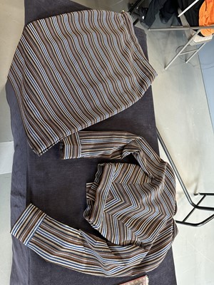 Lot 71 - A Vivienne Westwood striped and ribbed wool suit, 'Dressed to Scale' collection, Autumn-Winter 1998-99
