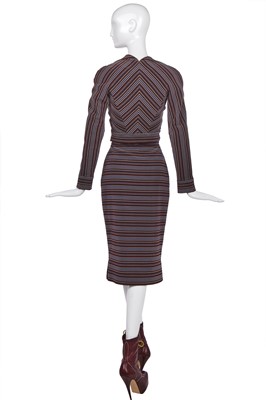 Lot 71 - A Vivienne Westwood striped and ribbed wool suit, 'Dressed to Scale' collection, Autumn-Winter 1998-99