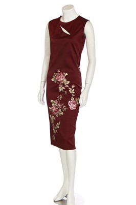 Lot 152 - An Alexander McQueen maroon embroidered dress, 'It's a Jungle' collection, Autumn-Winter 1997-98