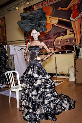 Lot 132 - An Alexander McQueen black and ivory jacquard satin gown, 'Sarabande' collection, Spring-Summer 2007