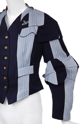 Lot 34 - A Vivienne Westwood striped wool Armour waistcoat/jacket 'Time Machine' collection, Autumn-Winter 1988-89