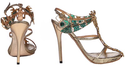 Lot 134 - A pair of rare Alexander McQueen gold snakeskin heels, 'Widows of Culloden' collection, Autumn-Winter 2007-08