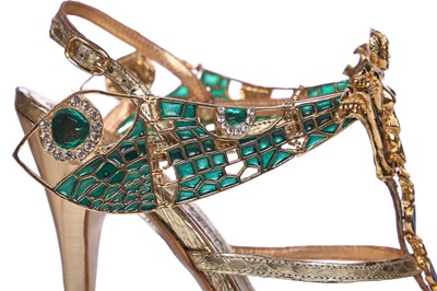 Lot 134 - A pair of rare Alexander McQueen gold snakeskin heels, 'Widows of Culloden' collection, Autumn-Winter 2007-08