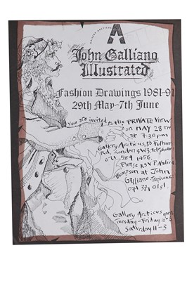 Lot 76 - A rare John Galliano degree show waistcoat with matching original sketches, 'Incroyables' collection, 1984