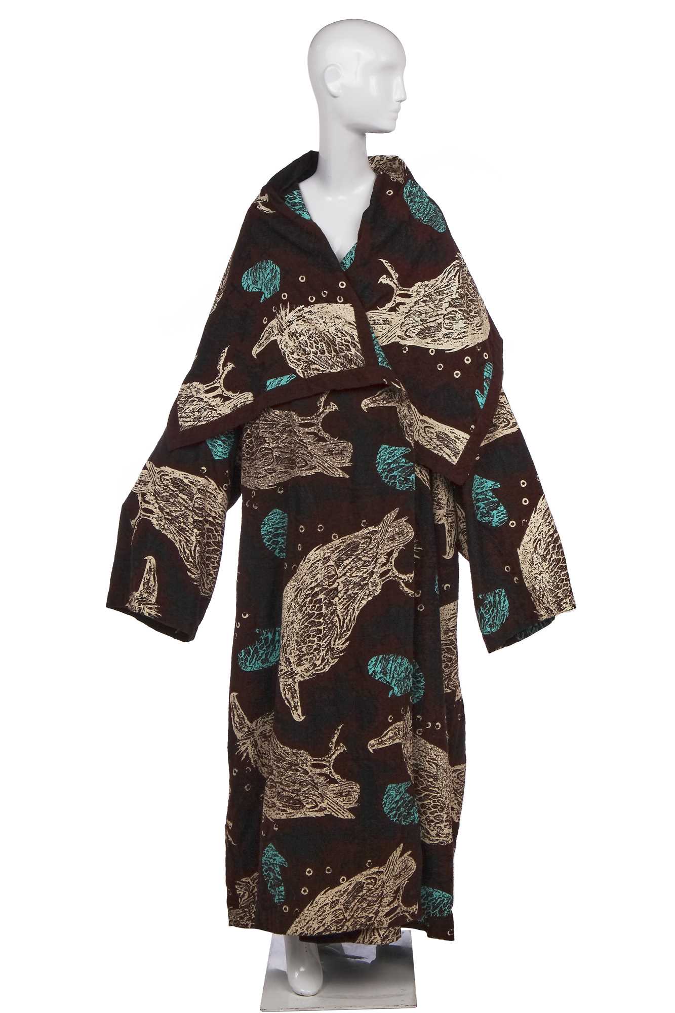 Click for high resolution Lot 79 - A rare and important John Galliano printed 'Vultures' kimono, 'The Ludic Game' collection, Autumn-Winter, 1985-86