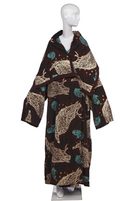 Lot 79 - A rare and important John Galliano printed 'Vultures' kimono, 'The Ludic Game' collection, Autumn-Winter, 1985-86