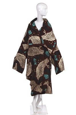 Lot 79 - A rare and important John Galliano printed 'Vultures' kimono, 'The Ludic Game' collection, Autumn-Winter, 1985-86