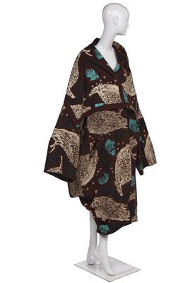 Lot 79 - A rare and important John Galliano printed 'Vultures' kimono, 'The Ludic Game' collection, Autumn-Winter, 1985-86