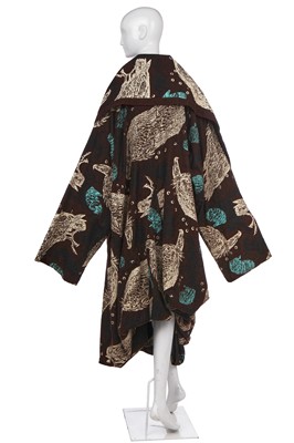 Lot 79 - A rare and important John Galliano printed 'Vultures' kimono, 'The Ludic Game' collection, Autumn-Winter, 1985-86