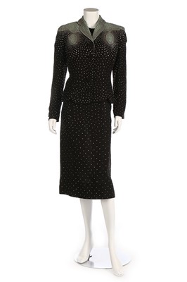 Lot 283 - A Fred A. Block black wool-crêpe ensemble with...