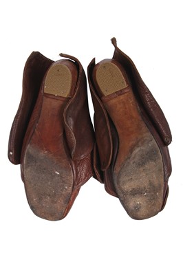 Lot 90 - A pair of John Galliano by Trevor Hill  brown leather shoes, 1986
