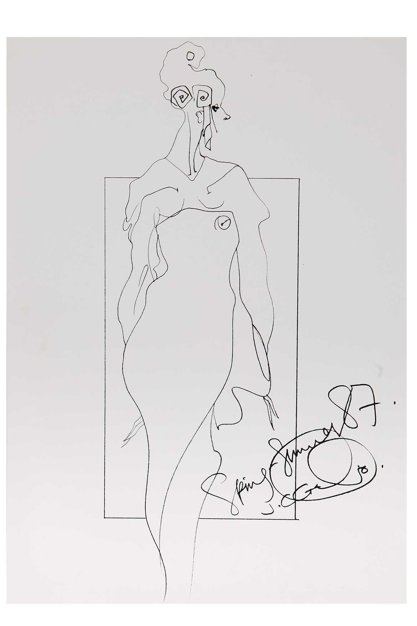 Lot 95 - A John Galliano original fashion sketch, Spring-Summer, 1987
