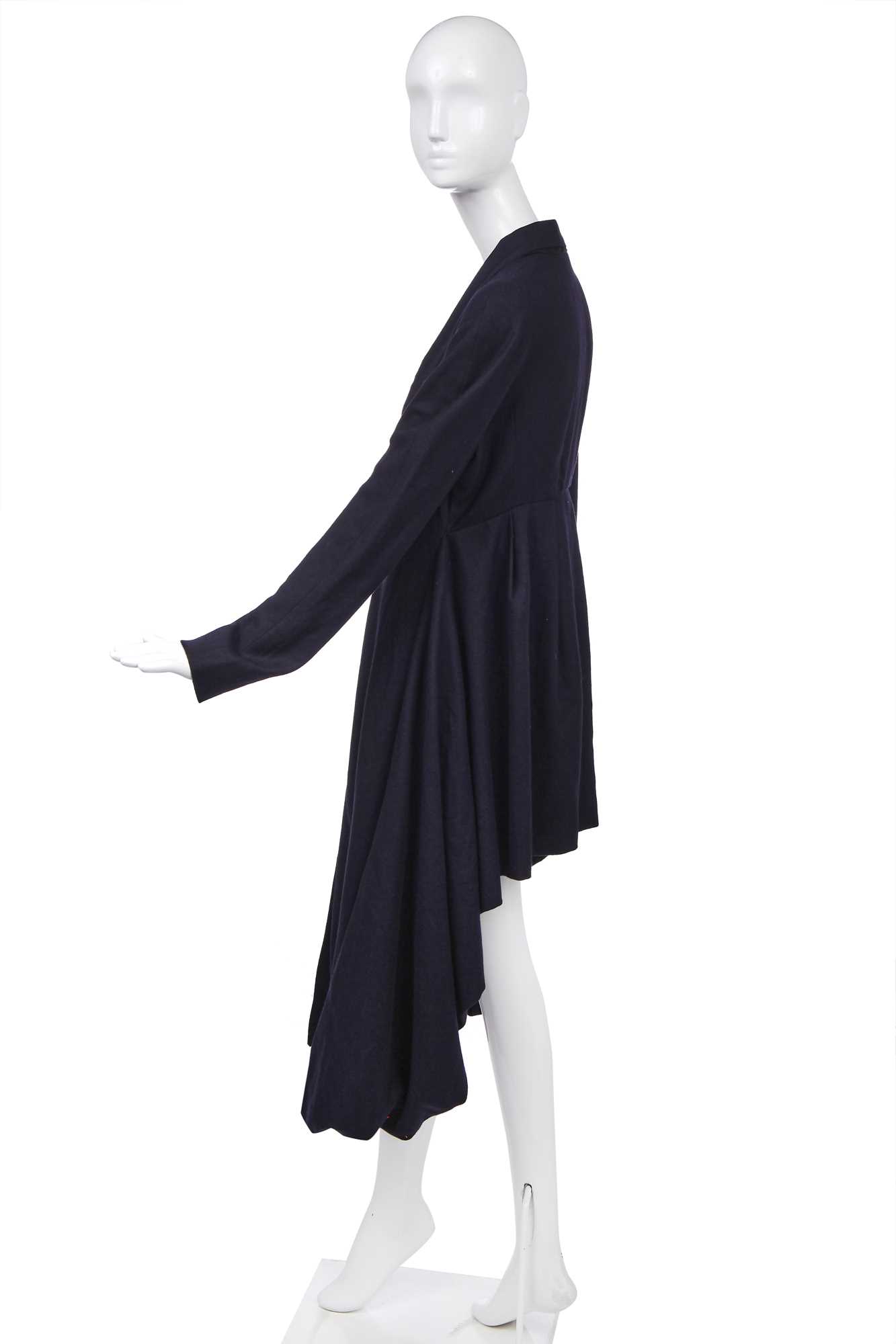 Click for high resolution Lot 96 - A John Galliano navy wool coat/dress, 'The Rose' collection, Autumn-Winter 1987-88