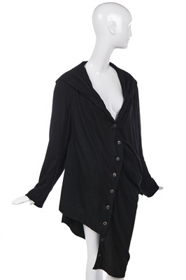 Lot 105 - A John Galliano black viscose coat-dress, probably 'The Rose' collection, Autumn-Winter 1987-88