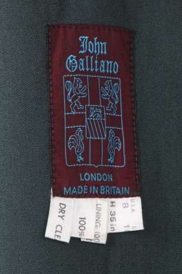 Lot 104 - A John Galliano green gabardine jacket, 'Hairclips', collection, Autumn-Winter, 1988-89