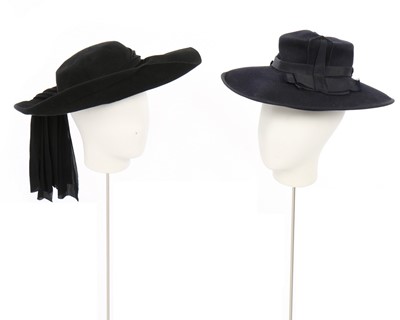 Lot 287 - A group of hats in dark tones, mainly 1940s,...