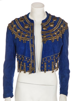 Lot 145 - A Gianni Versace embellished blue suede jacket, Spring-Summer 1990