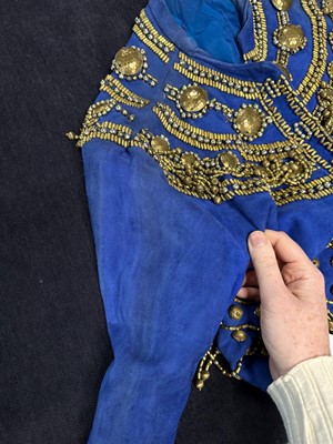 Lot 145 - A Gianni Versace embellished blue suede jacket, Spring-Summer 1990
