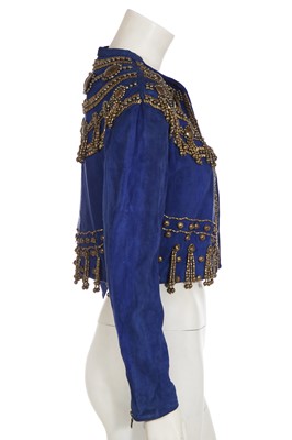 Lot 145 - A Gianni Versace embellished blue suede jacket, Spring-Summer 1990