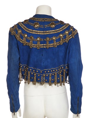 Lot 145 - A Gianni Versace embellished blue suede jacket, Spring-Summer 1990