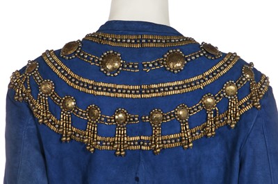 Lot 145 - A Gianni Versace embellished blue suede jacket, Spring-Summer 1990