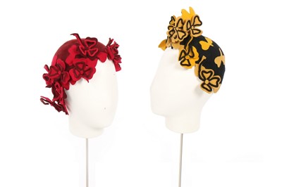 Lot 288 - Nine quirky and colourful hats, 1930s-40s,...