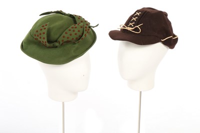 Lot 288 - Nine quirky and colourful hats, 1930s-40s,...