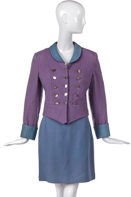 Lot 363 - A Vivienne Westwood military-inspired lavender wool suit, 'Time Machine' collection, Autumn-Winter 1988-89