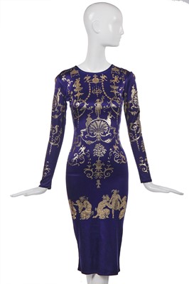 Lot 444 - A Vivienne Westwood stencilled satin-lycra dress, 'Portrait' collection, Autumn-Winter 1990-91