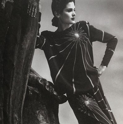 Lot 406 - A Chloé by Karl Lagerfeld black crêpe de chine dress, 1980