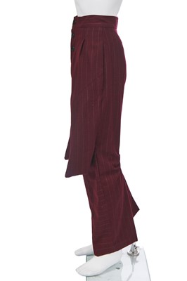 Lot 367 - A rare pair of John Galliano pinstriped trousers, 'The Ludic Game' collection, Autumn-Winter 1985-86