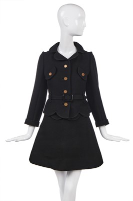 Lot 289 - A Courrèges black wool suit, 1968