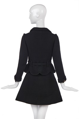 Lot 289 - A Courrèges black wool suit, 1968