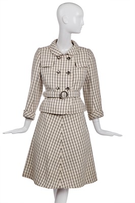 Lot 291 - A Courrèges double-breasted checked wool suit, 1969