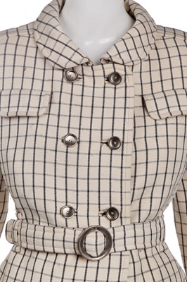 Lot 291 - A Courrèges double-breasted checked wool suit, 1969