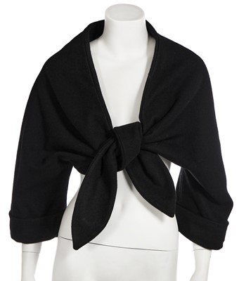 Lot 267 - A black wool bolero jacket, probably 'Charles James' collection, Spring-Summer 1989