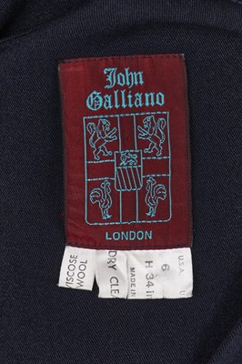 Lot 110 - A John Galliano navy wool ensemble, 'Nancy Cunard' collection, Autumn-Winter 1989-90