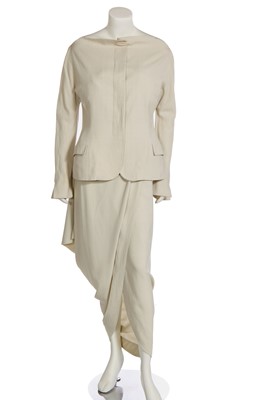 Lot 150 - A John Galliano calico wool-blend suit, 'Greek Widows...' collection, Spring-Summer 1990