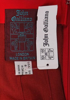 Lot 113 - A John Galliano brick-red wool suit, 'Fencing' collection, Autumn-Winter 1990-91