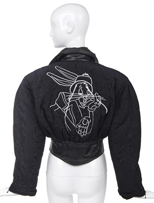 Lot 112 - A John Galliano black moiré bomber jacket, 'Fencing' collection, Autumn-Winter 1990-91