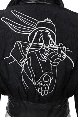 Lot 112 - A John Galliano black moiré bomber jacket, 'Fencing' collection, Autumn-Winter 1990-91